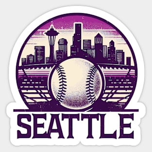 Retro Vintage Purple Seattle City Baseball Sticker